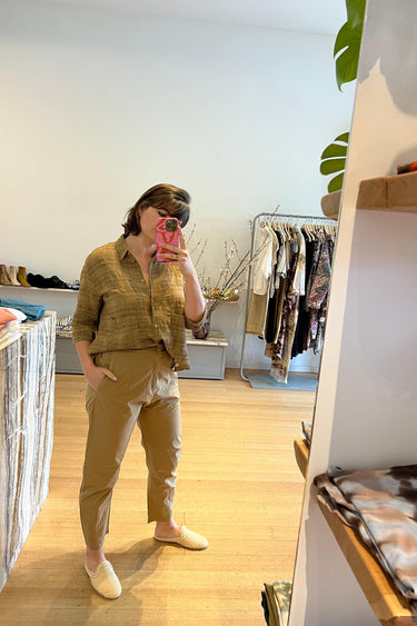 F152 Slim Cotton Pant in Mustard-Pant-Transit-Debs Boutique